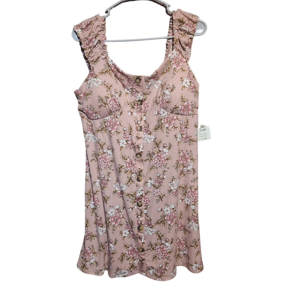 No Boundaries NWT XL pink floral sleeveless dress